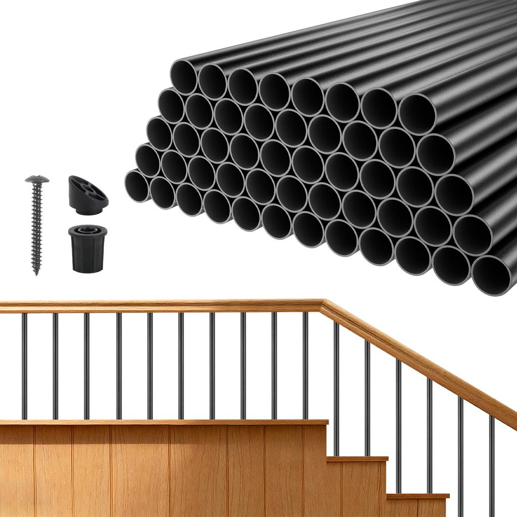SucceBuy Geländerstäbe 125er-Pack φ19 x 914 mm, Aluminium-Treppensprossen, Hohle, Runde Baluster, Geländestangen für Terrassen, Veranden und T...