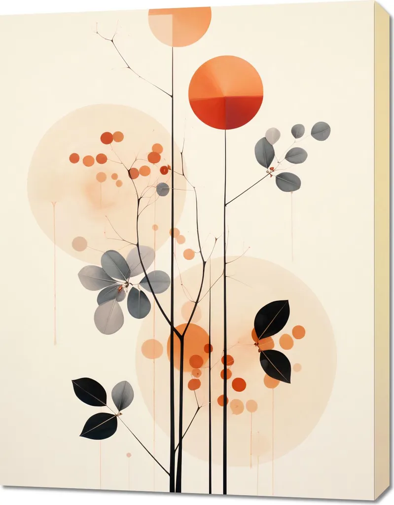 Décoration murale : Tableau peinture automne 70x90 cm sur toile tendue