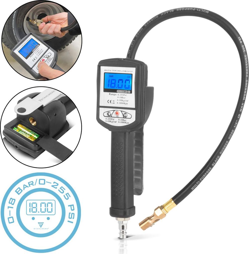 STAHLWERK Digitale Druckluft-Reifenfüllpistole DRP-18 ST Produktbild 
