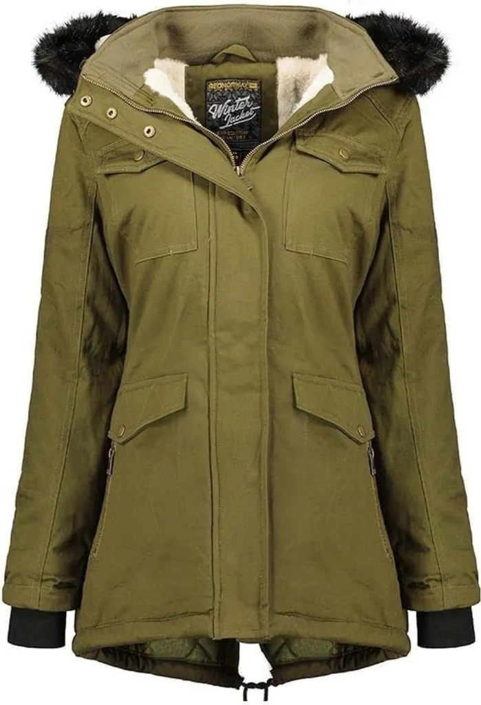 Manteau Hiver Fille Taille 140 - Parka Kaki Celeste Idéale pour le Ski