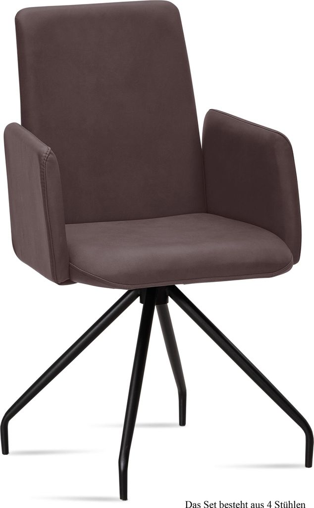 Armlehnstuhl (4er-Set) Detana 52x92x60 Schwarz/Braun