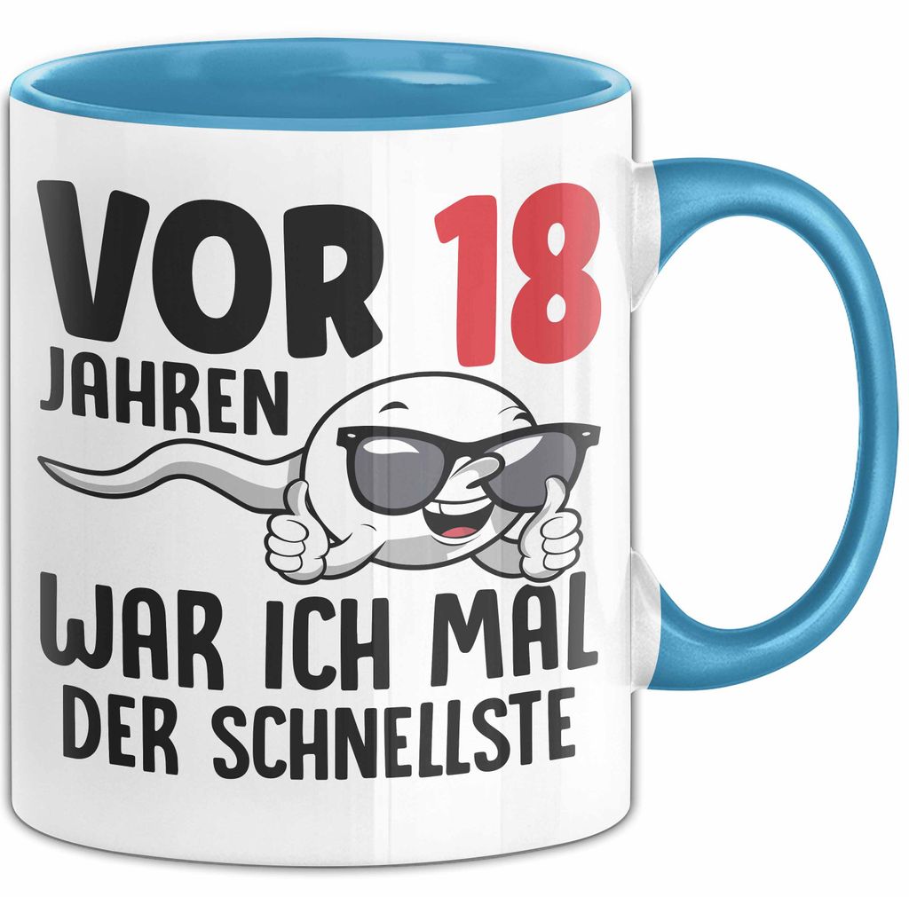 18. Geburtstag Tasse Geschenk Jungs Vor 8 Jahren War Ich Mal Der Schnellste (Blau)