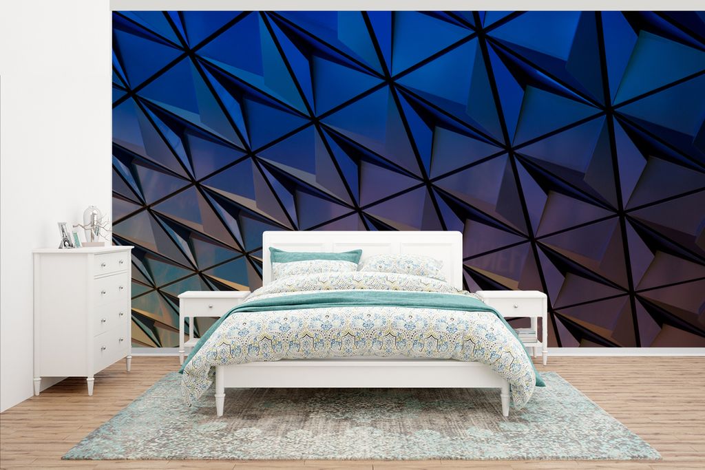 MuchoWow Fototapete für Wohnzimmer oder Schlafzimmer Wandtapete Vinyl Motivtapete Dach mit violetter Geometrie - 500x280 cm - Fototapeten