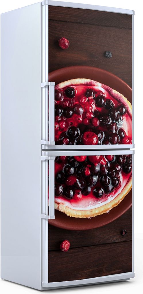 Kühlschrankdekoration 60x180 cm Aufkleber auf dem Kühlschrank - Pfannkuchen Himbeere Kirsche