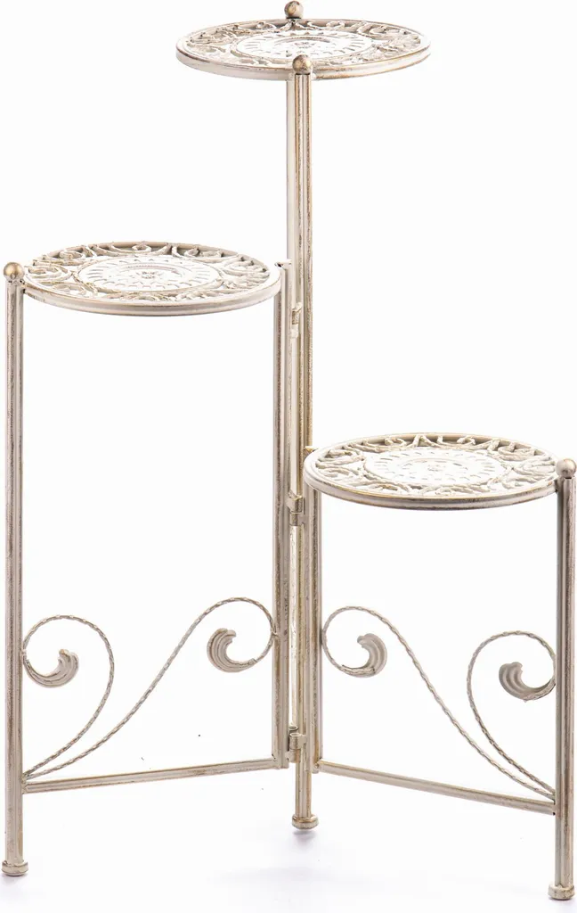 Support de jardin métal ajouré écru pour balcon et terrasse vintage