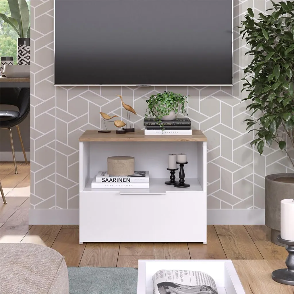 Petit meuble de rangement bas Vicco Wido 60 cm blanc et bois Sonoma - 7