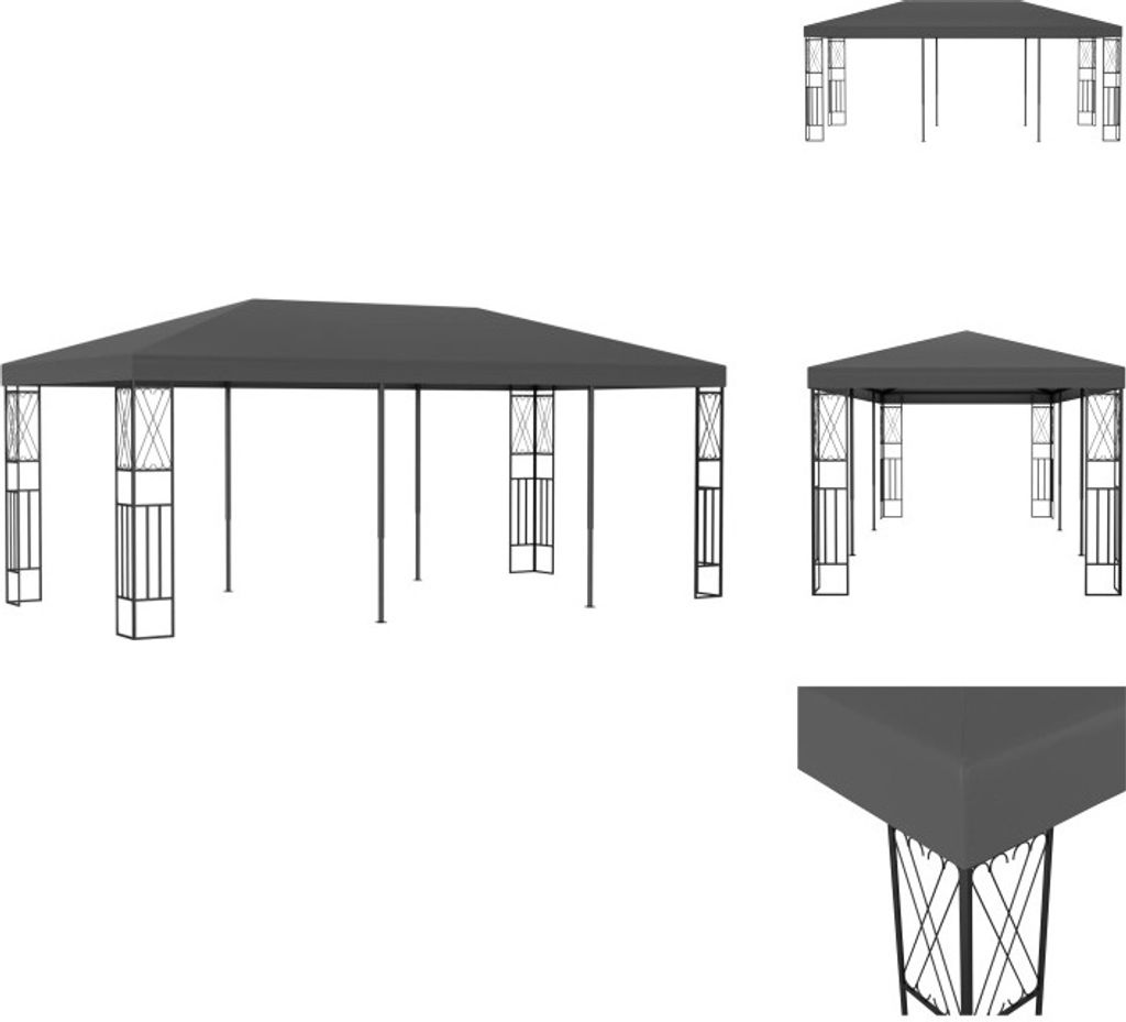 vidaXL Pavillon 3x6 m Anthrazit Stoff - Pavillons & Partyzelte