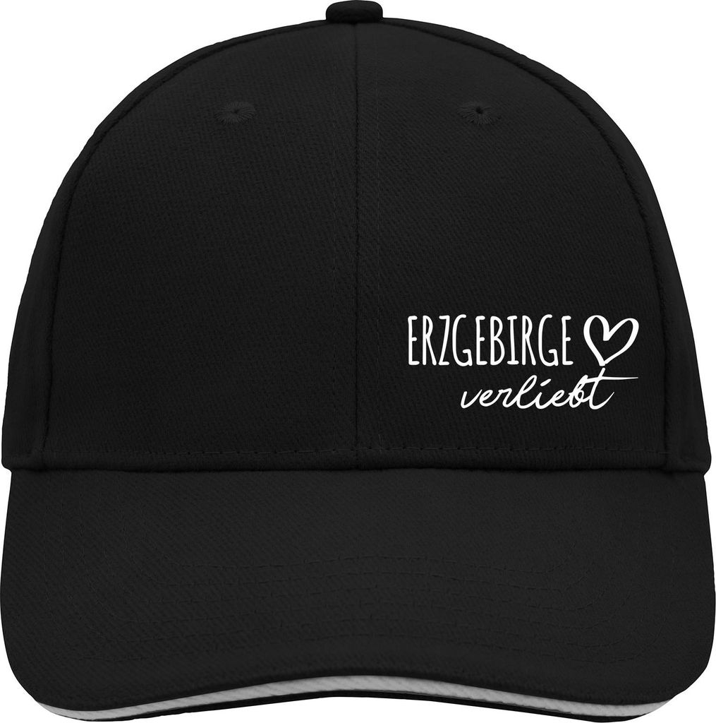 Huuraa Cappy Mütze Erzgebirge verliebt Black/Light Grey Baumwolle 6-Panel Kappe Geschenkidee