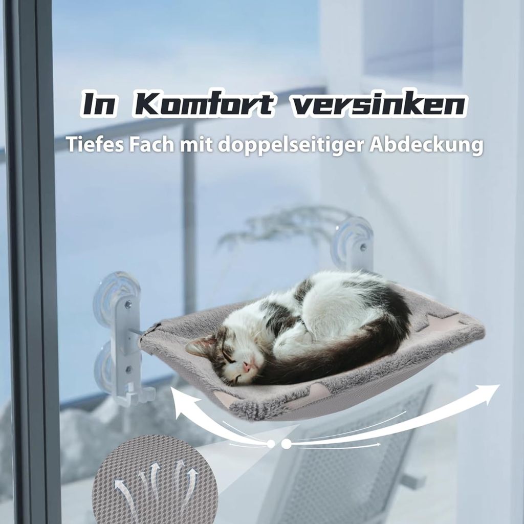 MEWOOFUN Große Katzen Fenster Sitzstange, Faltbar, Produktbild-Vorschau 7