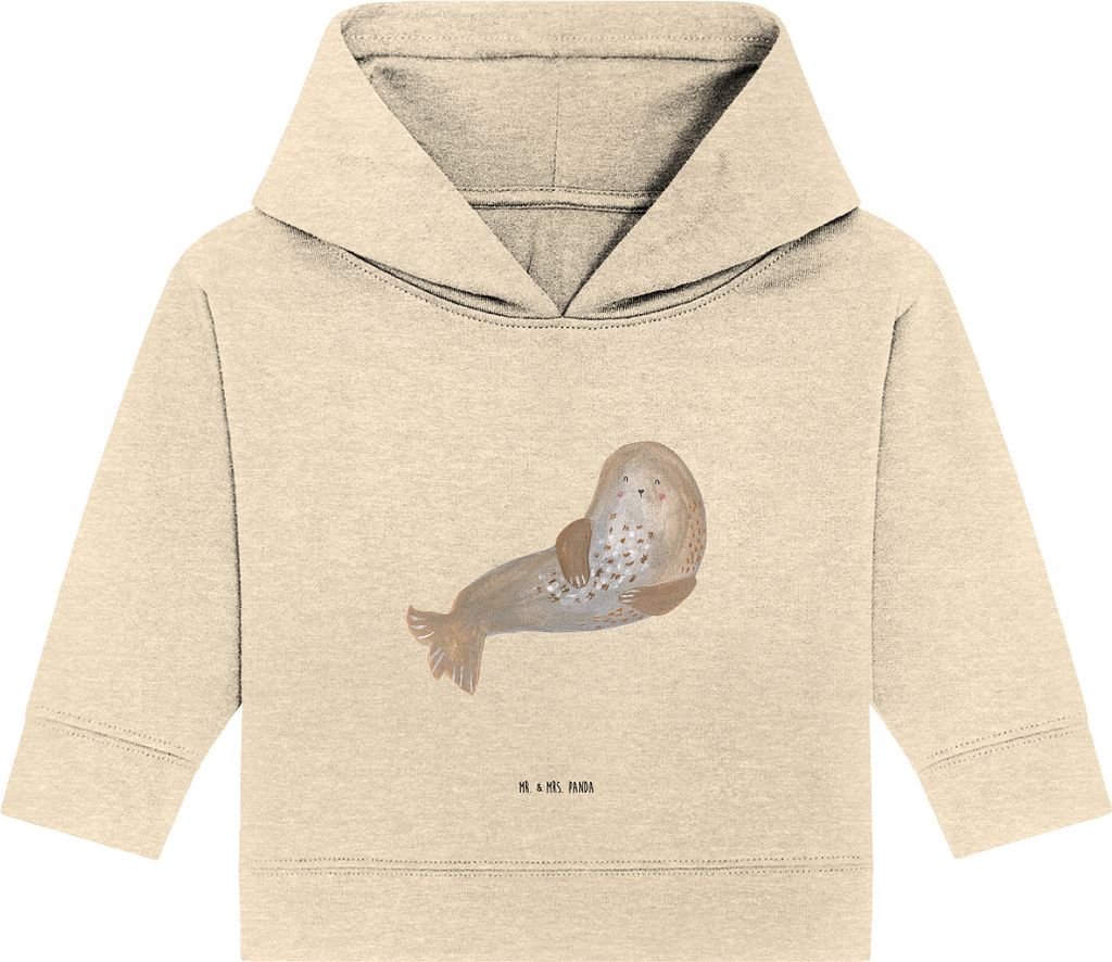 Mr. & Mrs. Panda Organic Baby Hoodie Robbe Lachen 12. - 18. Monat - Natural Raw - Geschenk, Robben, Nordsee, Lustige Sprüche, Seehund, Strand, Kap...