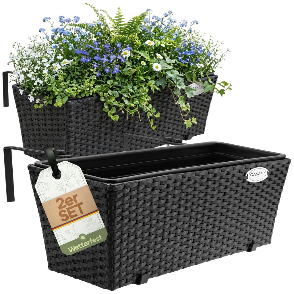 CASARIA® Blumenkasten 2er Set 11 Liter Montagehalterung Produktbild 