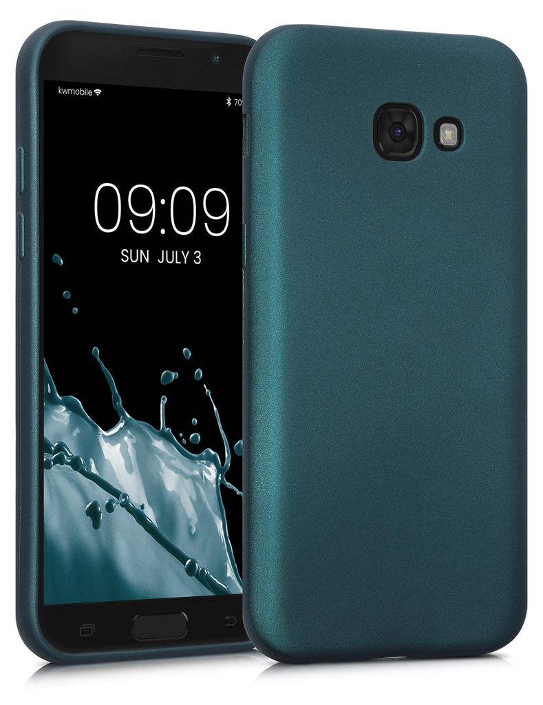 kwmobile Handyhülle für Samsung Galaxy A5 (2017) Hülle - Silikon Case metallisch schimmernd - Schutzhülle Cover - Metallic Petrol