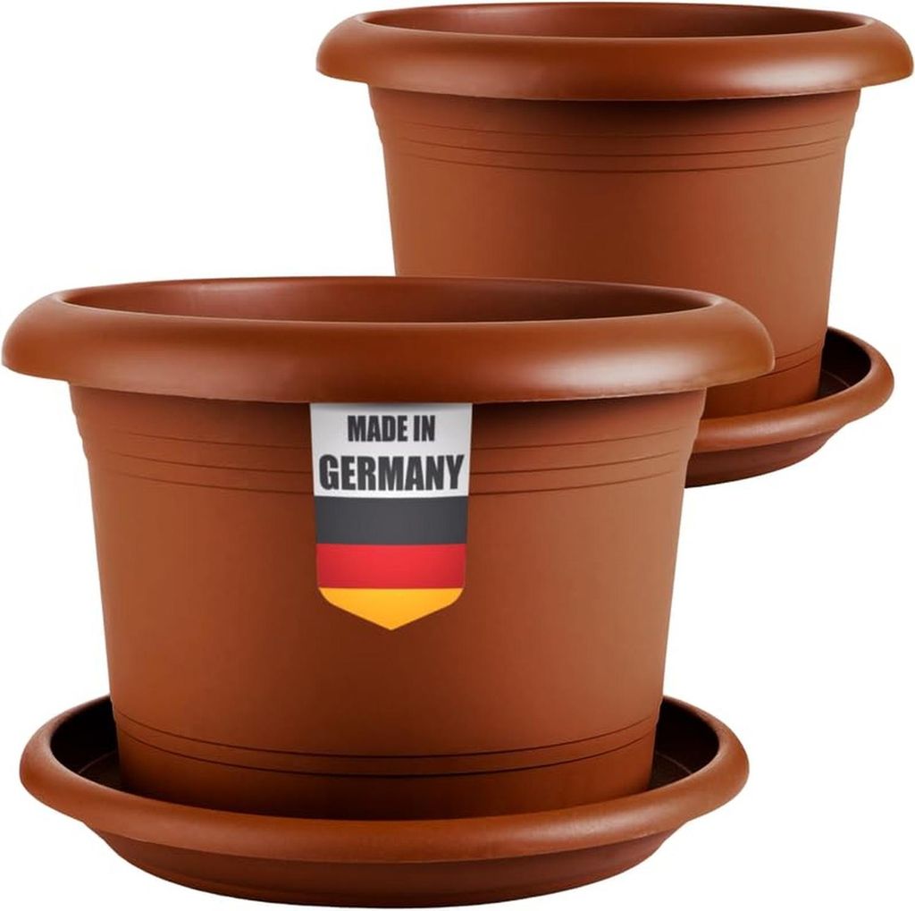 Großer Pflanzkübel Terracotta Ø30cm, wetterfest, mit Untersetzer, für Garten & Balkon