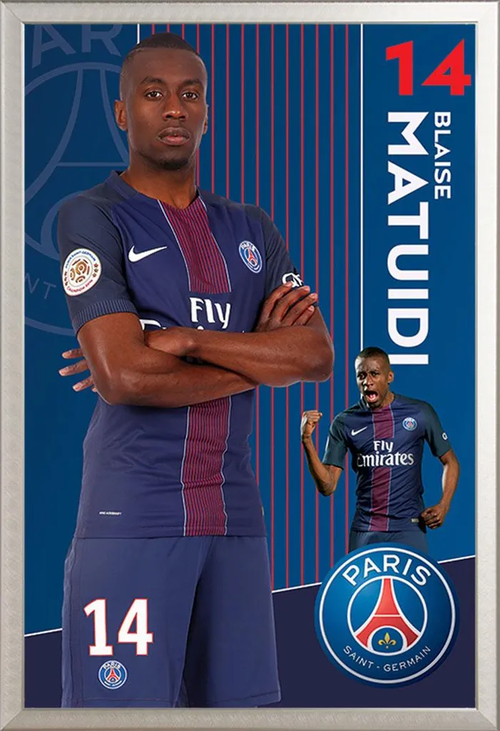 Affiche PSG Matuidi avec Cadre Argenté Shinsuke® et Disque Acrylique