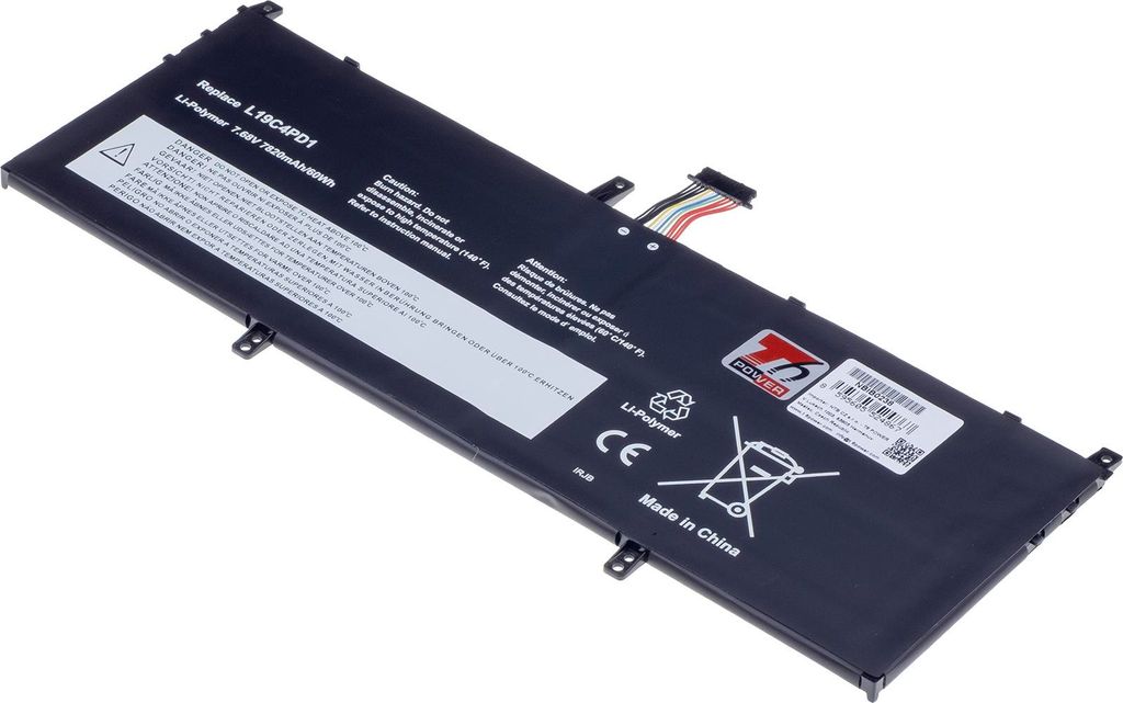 T6 Power Akku für Lenovo Laptop, Teilenummer SB10W67360, Li-Poly, 7,68 V, 7820 mAh (60 Wh), schwarz
