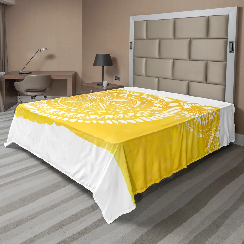 Drap de lit jaune anti-froissage 260x228, Confort et Style Oriental