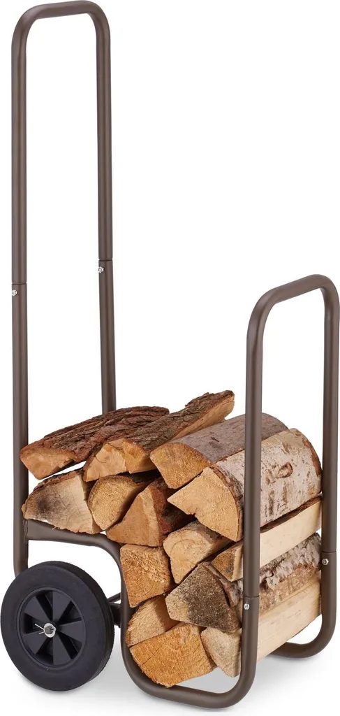 Chariot en bois brun avec pneus en caoutchouc robuste modèle Classique