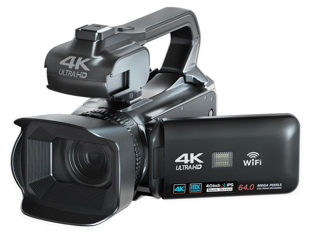 ZELURXX 4K Ultra HD Digitale Videokamera mit 4.0" Touchscreen, WLAN, Nachtsicht, elektronischer Bildstabilisierung, SD-Karten-Slot, CMOS Sensor, Sc...
