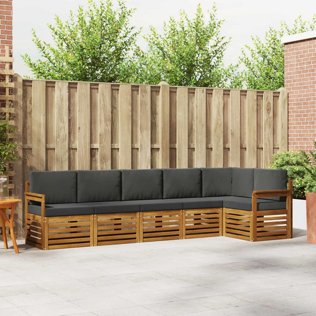 "Summerschlussverkauf"Sofagarnitur - CLORIS - Balkonmöbe/Sitzgruppe - 6 pcs - Moderne Design - Natur und Anthrazit Massivholz Akazie - Gartensofas...