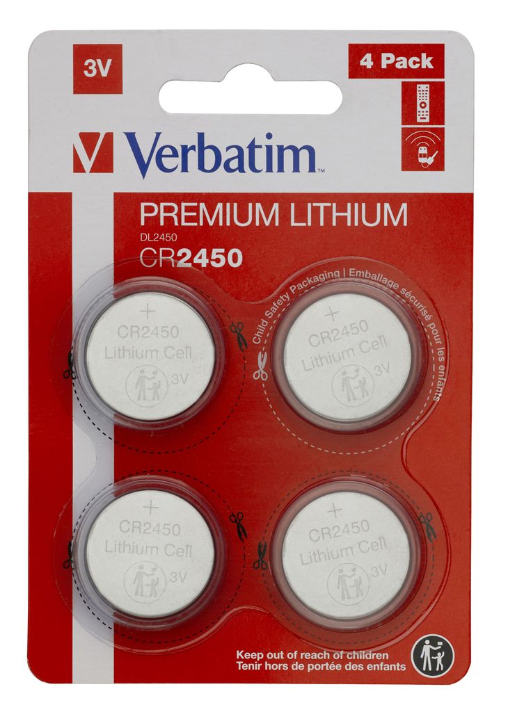 1x4 Verbatim CR 2450 Lithium Batterie 49535