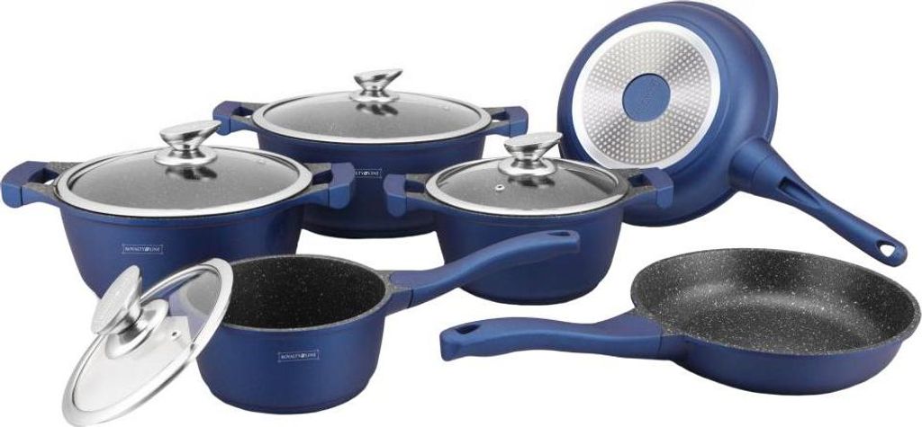 Bratpfannen- und Kochtopfset, 6 Kochgeschirr - Blau Produktbild 