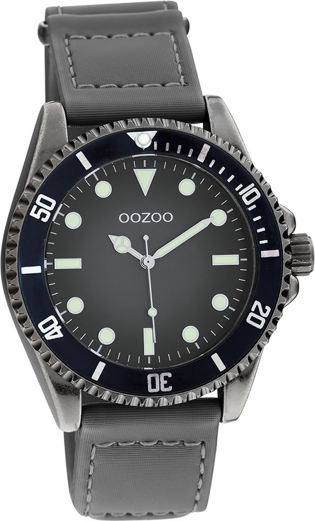 Oozoo Leder Herren Uhr Analog Quarzuhr Armband grau Timepieces D2UOC11011