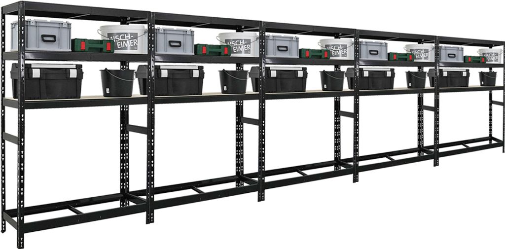 Mega Deal | 5x Reifenregal Tiger | HxBxT 180x120x40 cm | bis zu 6 Reifen auf 1 Ebene | mit 3 Fachboden | Schwarz