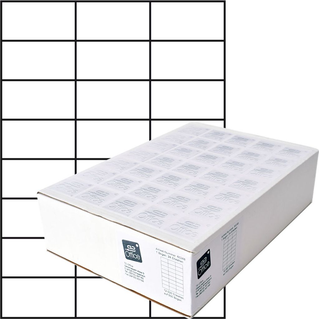 TE-Office 12000 Stück Haftetiketten Klebeetiketten Produktbild 