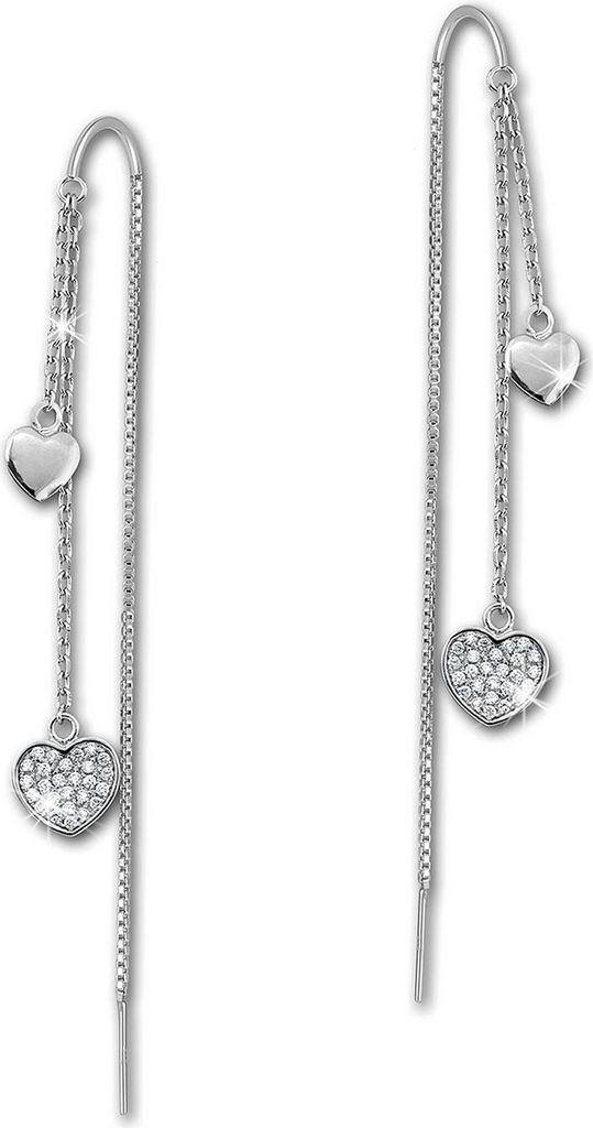 SilberDream weiß Ohrringe Herzen Zirkonia Damen 925 Silber Ohrhänger GSO439W