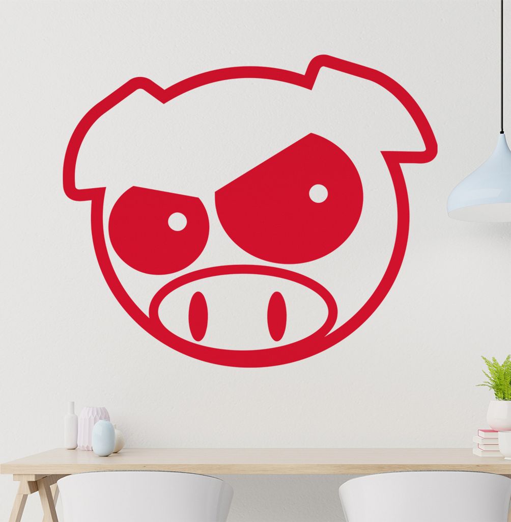 Schwein Wandtattoo in 6 Größen - Wandaufkleber Wall Sticker - Dekoration, Küche, Wohnzimmer, Schlafzimmer, Badezimmer