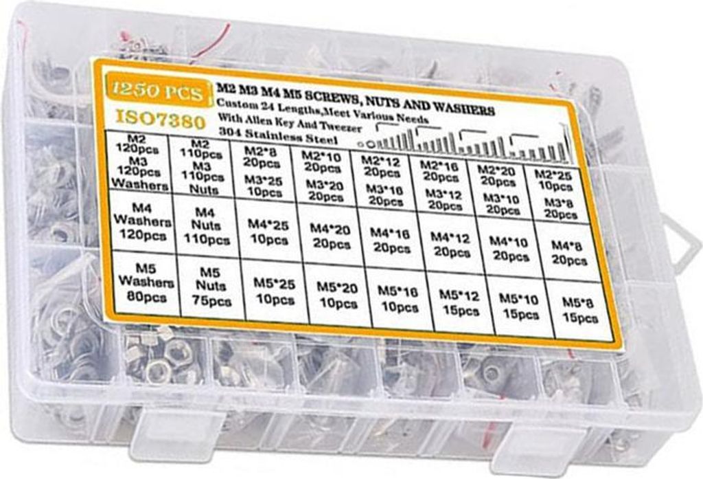 INF 1255 Stk. Innensechskant Schrauben Muttern Set - A2 Edelstahl Sortiment