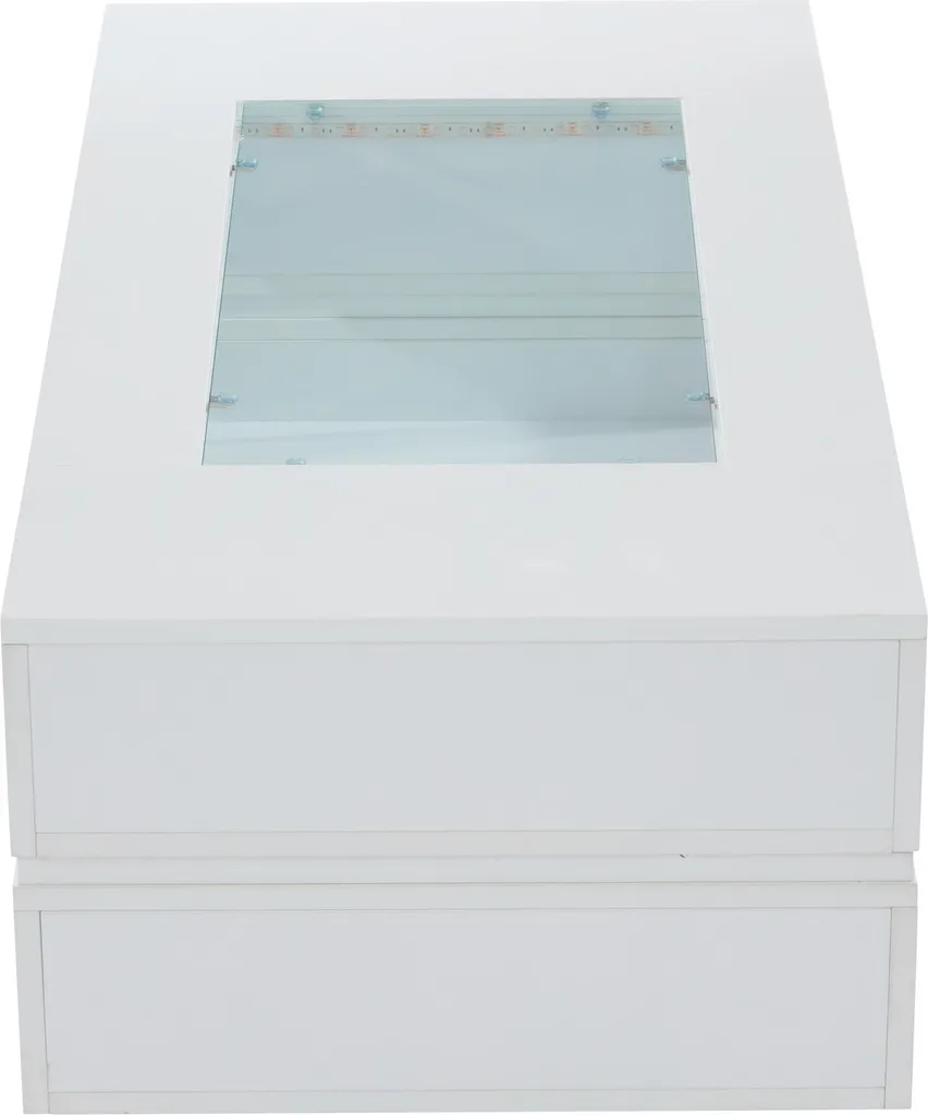 Sweiko Table Basse LED Blanche Bluetooth - Table de Salon Design Moderne - 16