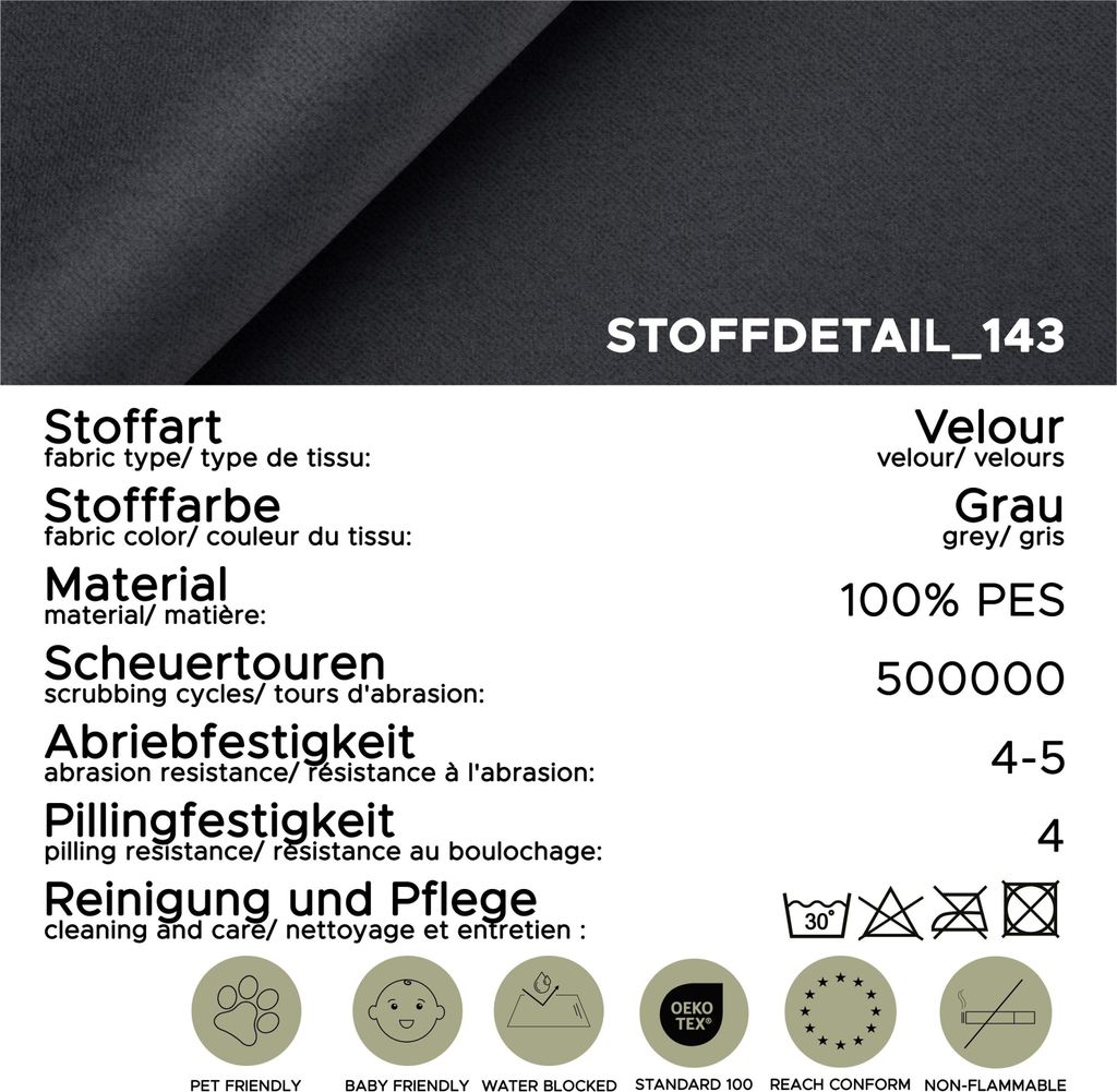 xonox.home Sendi Schlafsofe 2 Sitzer grau-beige B/H/T: Produktbild 