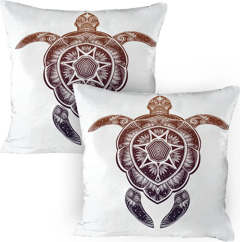 Federe Decorative 80x80 ABAKUHAUS - Stile Mandala Tartaruga Boho