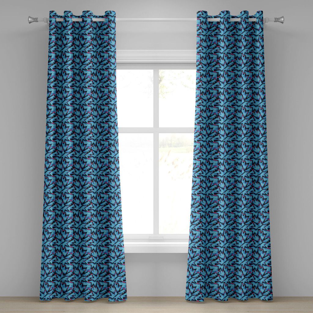 ABAKUHAUS Abstrakt Ösenvorhang, Trippy Neonzahlen kontrastieren mit Schmutz-Digital-Effekt-Illustration, Dekorative 2-Panel-Fenstervorhänge, 280 ...