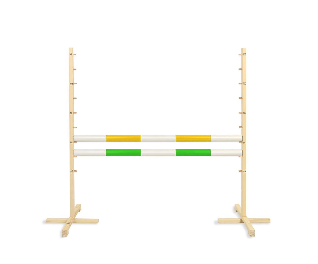 Sprunghindernis für Steckenpferd 120cm, zwei Balken - gelb und grün