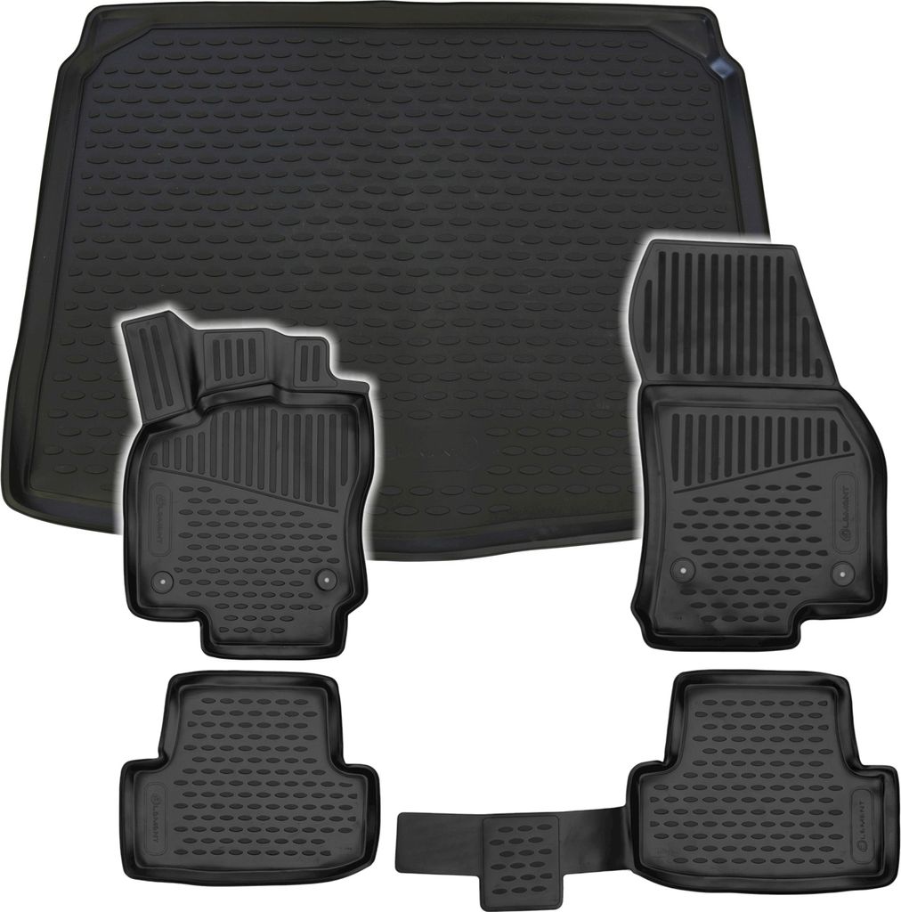 Gummi Kofferraumwanne + Fußmatten Set für Skoda Karoq, Bj. 2017-