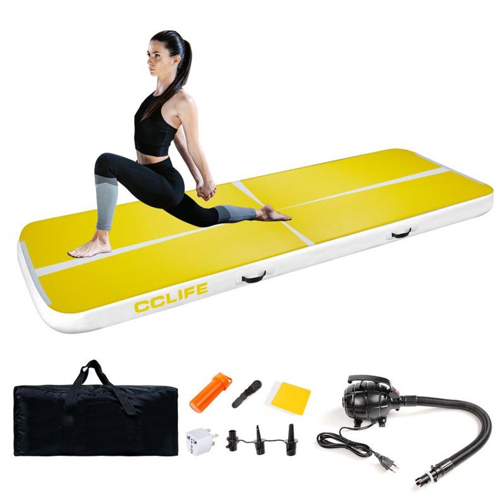 Airtrack Turnmatte 4m gelb 10cm dick aufblasbar mit Produktbild 