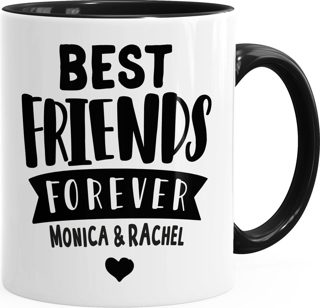 Best Friends Forever BFF Beste Freundin personalisierte Kaffee-Tasse mit Namen persönliches Geschenk SpecialMe Inner-Schwarz unisize