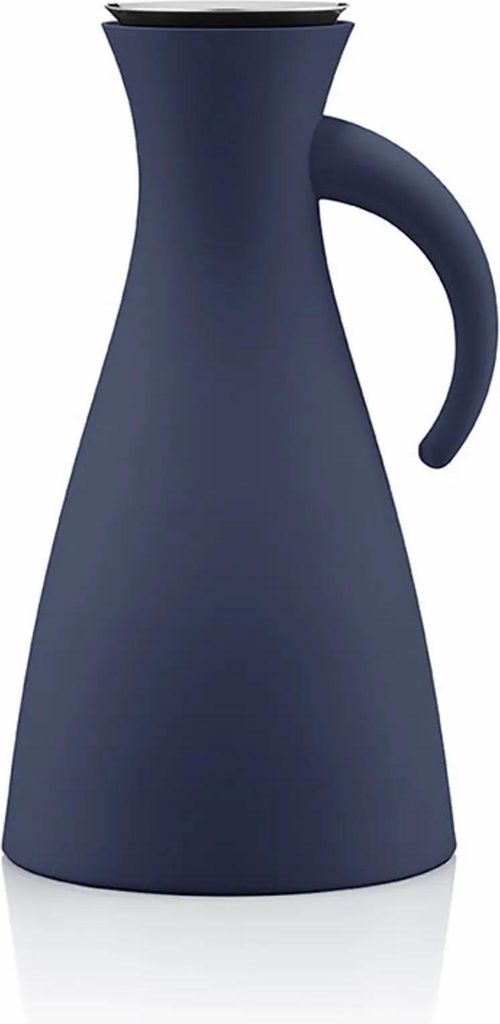 A navy blue carafe is shown against a white background.