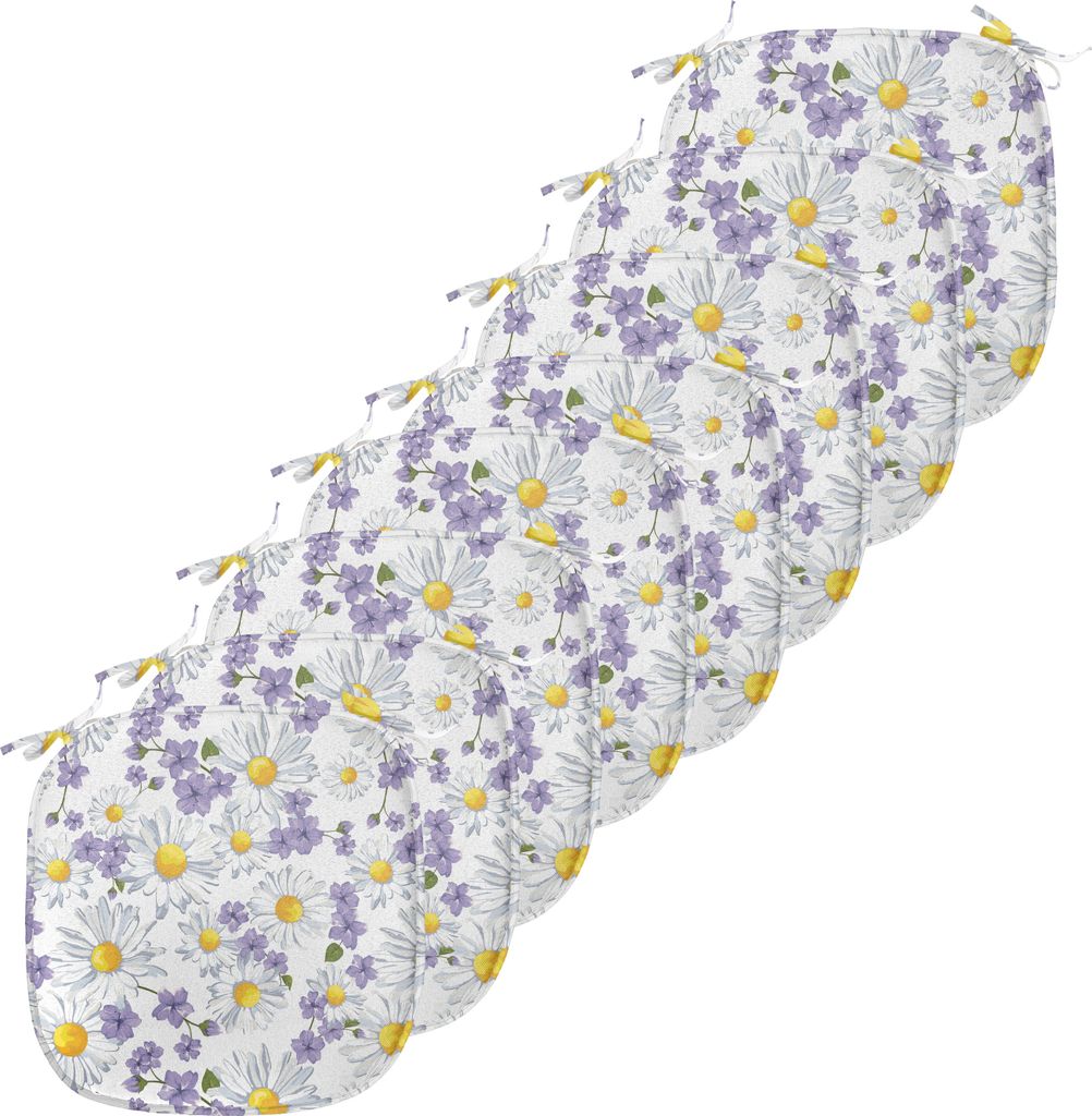 ABAKUHAUS Blumen Polster für Esszimmerstühle, Blühende wilde Blumen, Dekoratives wasserfestes Kissen mit Riemen für Küchensitze, 40 cm x 40 cm...