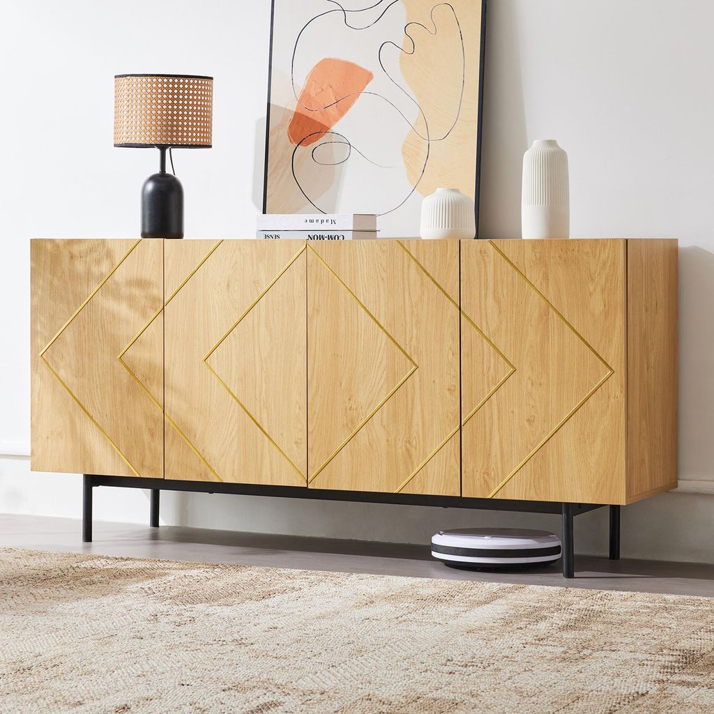 OKWISH Buffet 4 Portes - Rangement Optimisé pour Salon ou Image du produit 