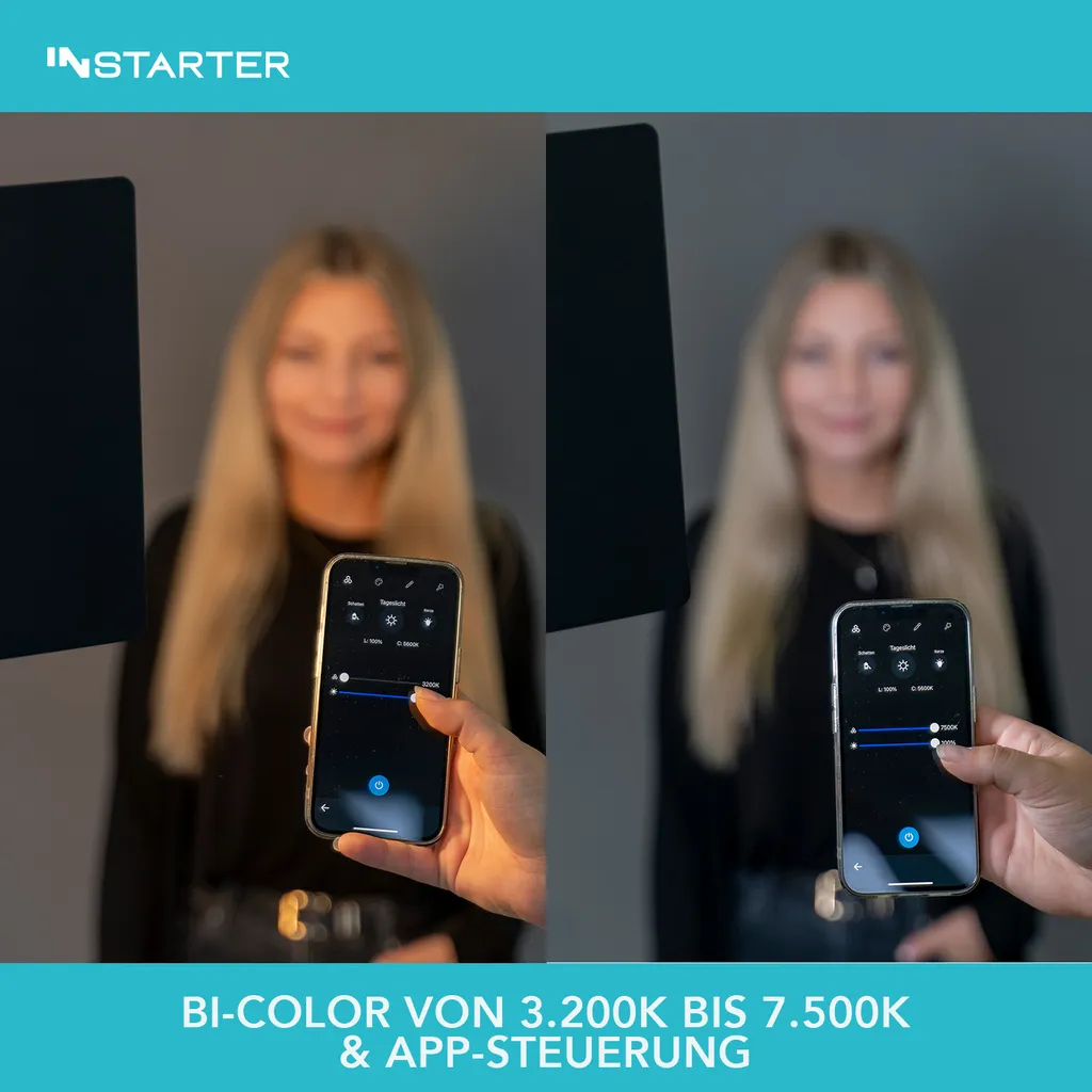 Éclairage Vidéo LED 60W Bi-Color 3200K-7500K avec Support Pivotable 360°