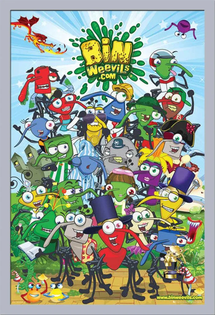 Affiche Bin Weevils encadrée cadre argenté Shinsuke et vitre incassable