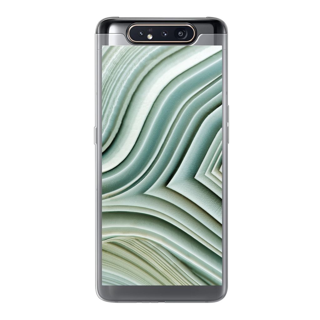 MuchoWow Handyhülle Schutzhülle Hülle für Samsung Galaxy A80 Naturstein - Abstrakt - Grau Silikon Softcase Handy Hülle - Schutzdeckel