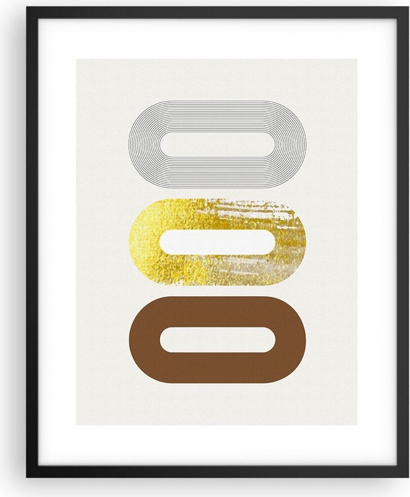 Gerahmtes Poster - Schwarzer Rahmen - Oval Laufband Abstraktion - 40x50 cm - Wand Bild - Wanddeko - Wandbilder - Kunstposter - Wandposter - Bilderr...