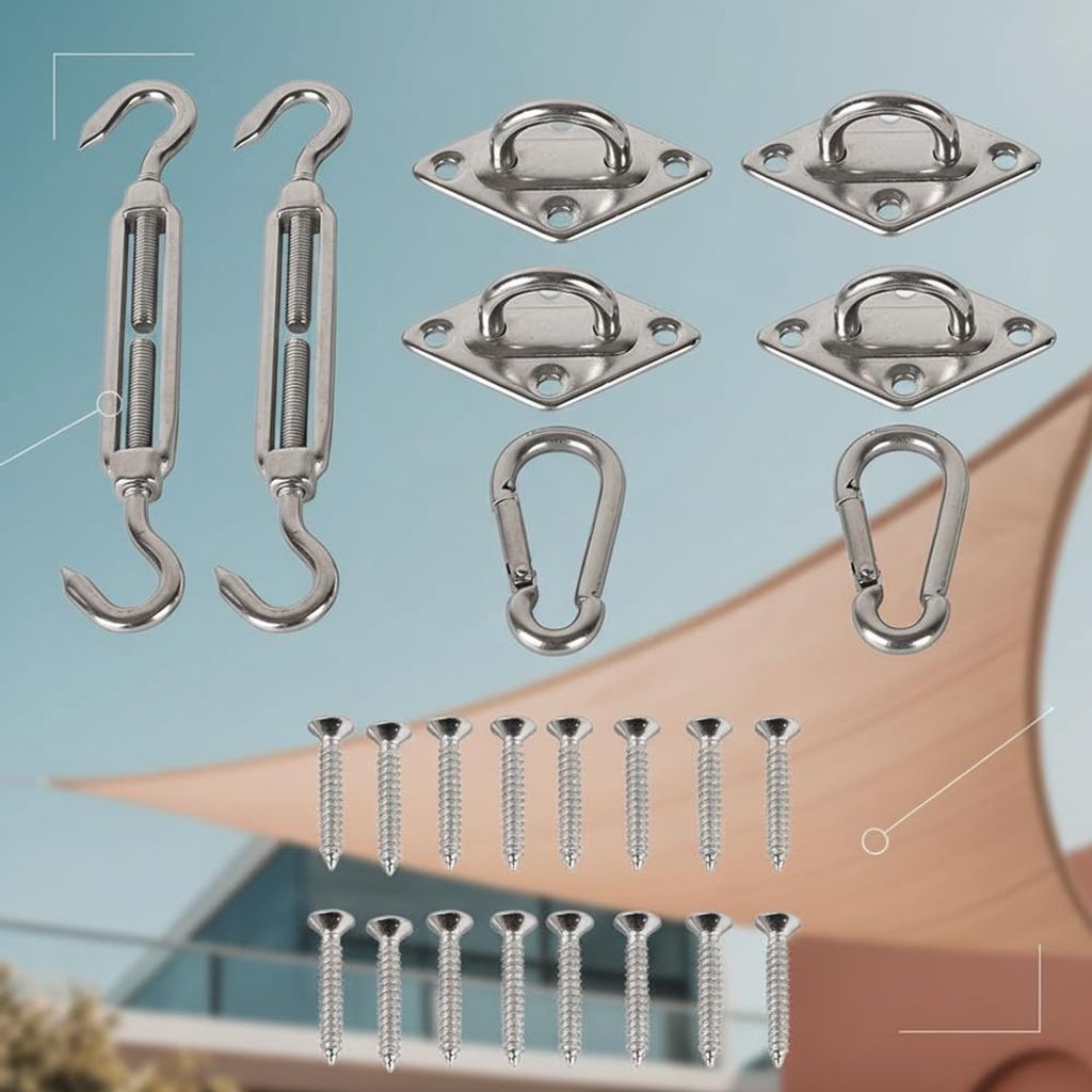 8-Teilig Befestigungsset Sonnensegel Zubehör Montage Befestigungs-Set Balkon