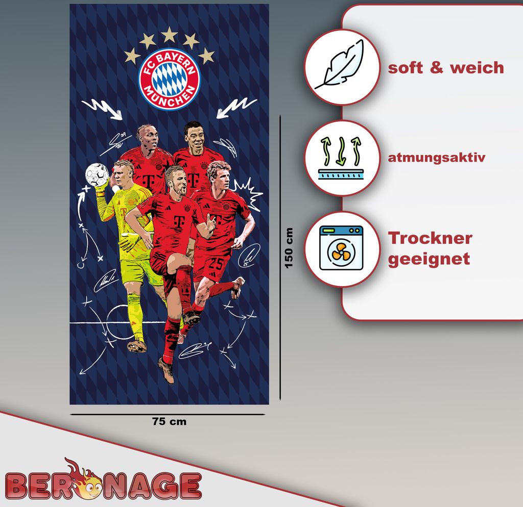 FC Bayern München Badetuch Player 75x150 cm Produktbild 2