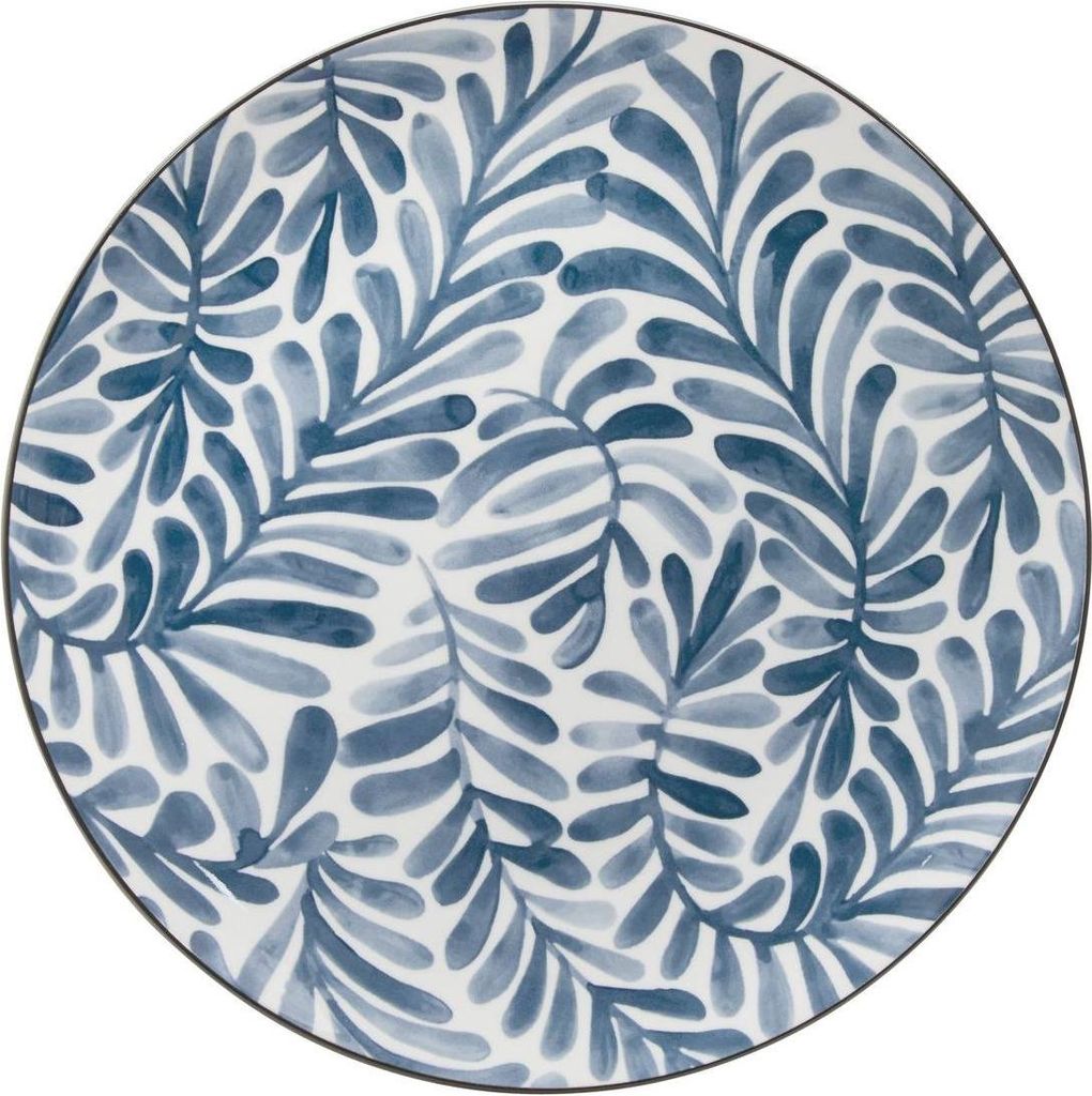 Set von 6 flachen tellern umami d26cm blaues blatt - Atmosphera créateur d'intérieur