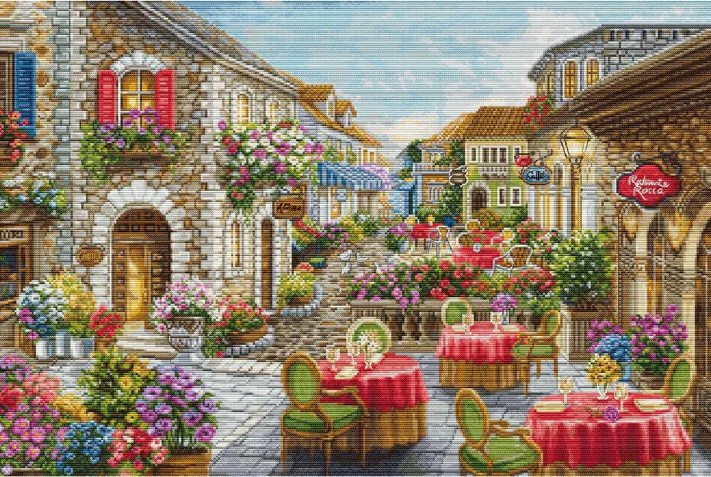 Offerta Kit Luca-S Fiori Cafés 52x35cm | Punto Croce Alta Qualità
